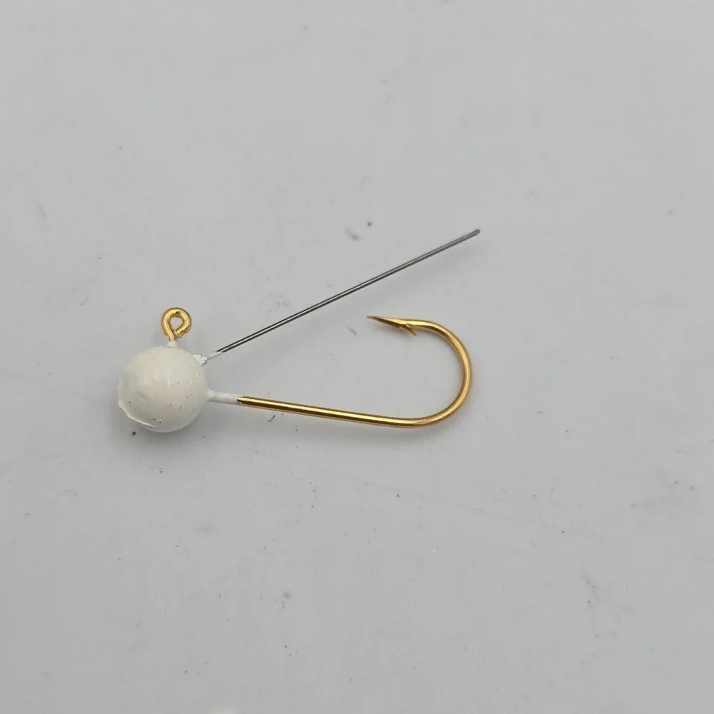 3 lbs Of Jig Heads White #4? Gold Weedless Hooks